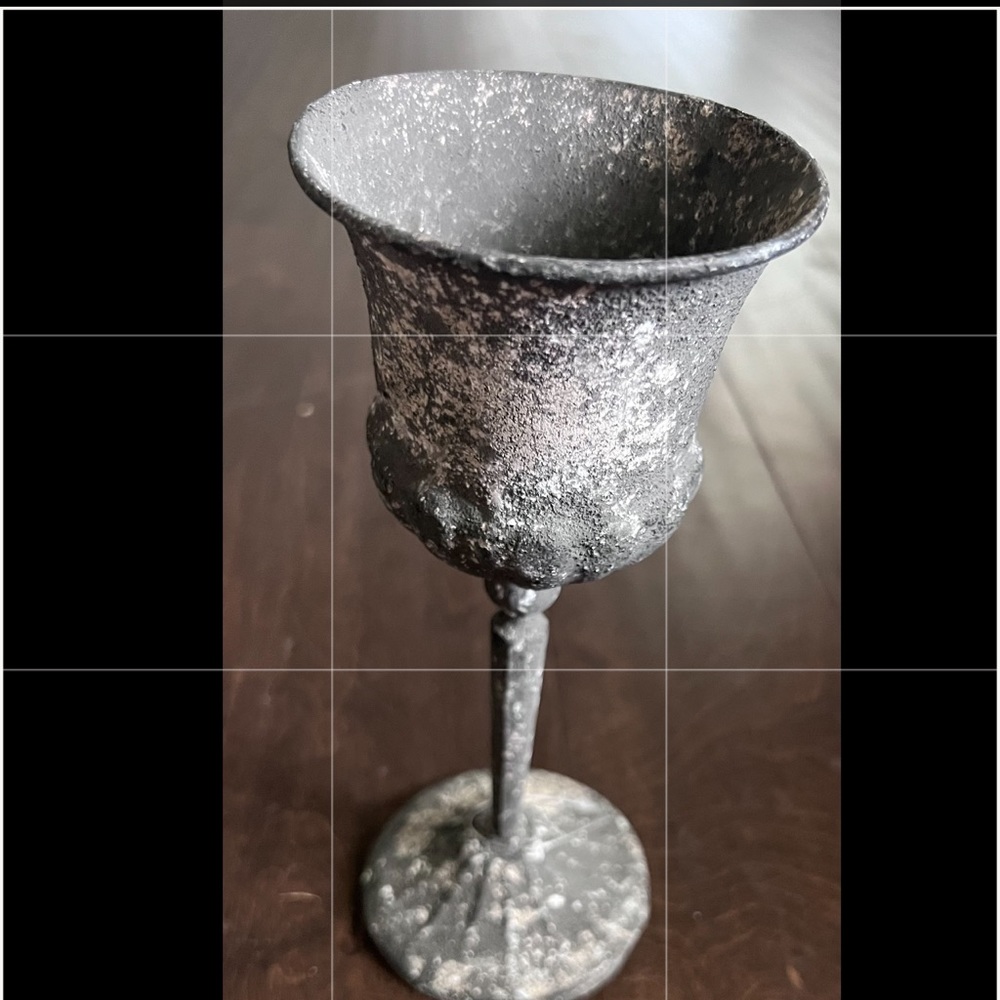 Antique grey finish metal vase